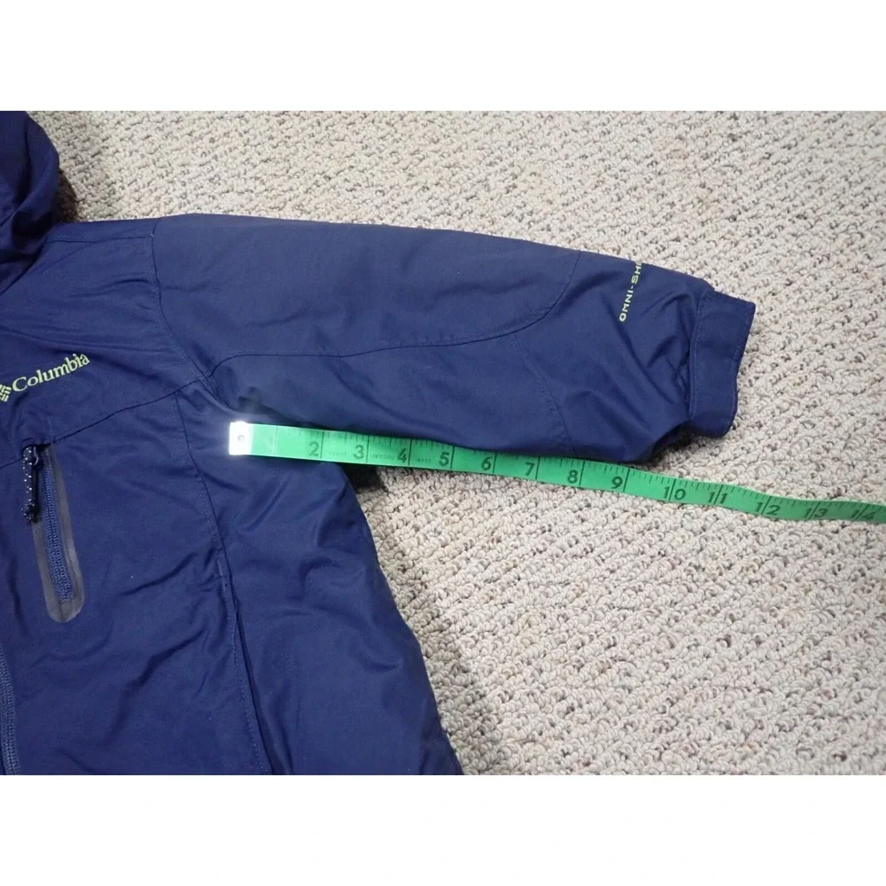 Columbia Omni-Shield Jacket Boys 4/5 Navy Blue Excellent Insulated Hooded Coat